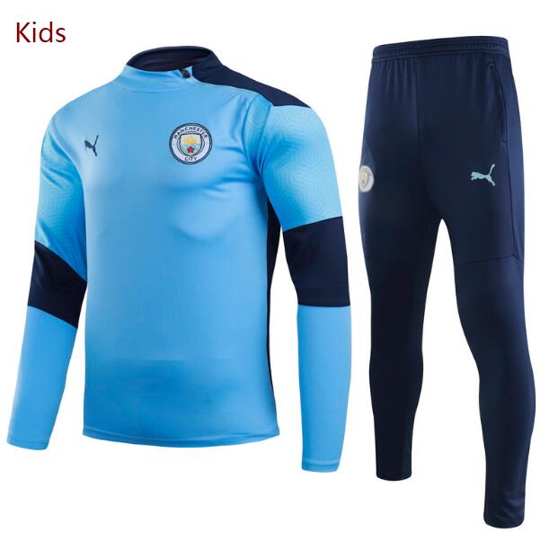 Kids Manchester City Blue Training Suits Sweatshirt with Pants 2020/21